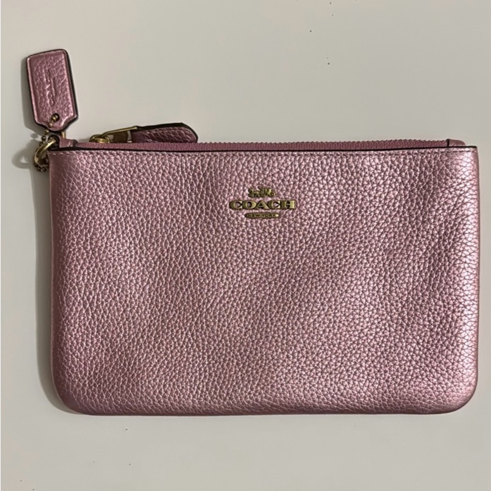 Coach Metallic Pink Leather Wristlet